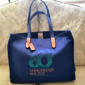 NWT Coach 80th Anniversary Blue Canvas Tote bag